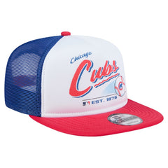 Chicago Cubs New Era Retro Script Trucker 9FIFTY Snapback Hat - White/Red Hats