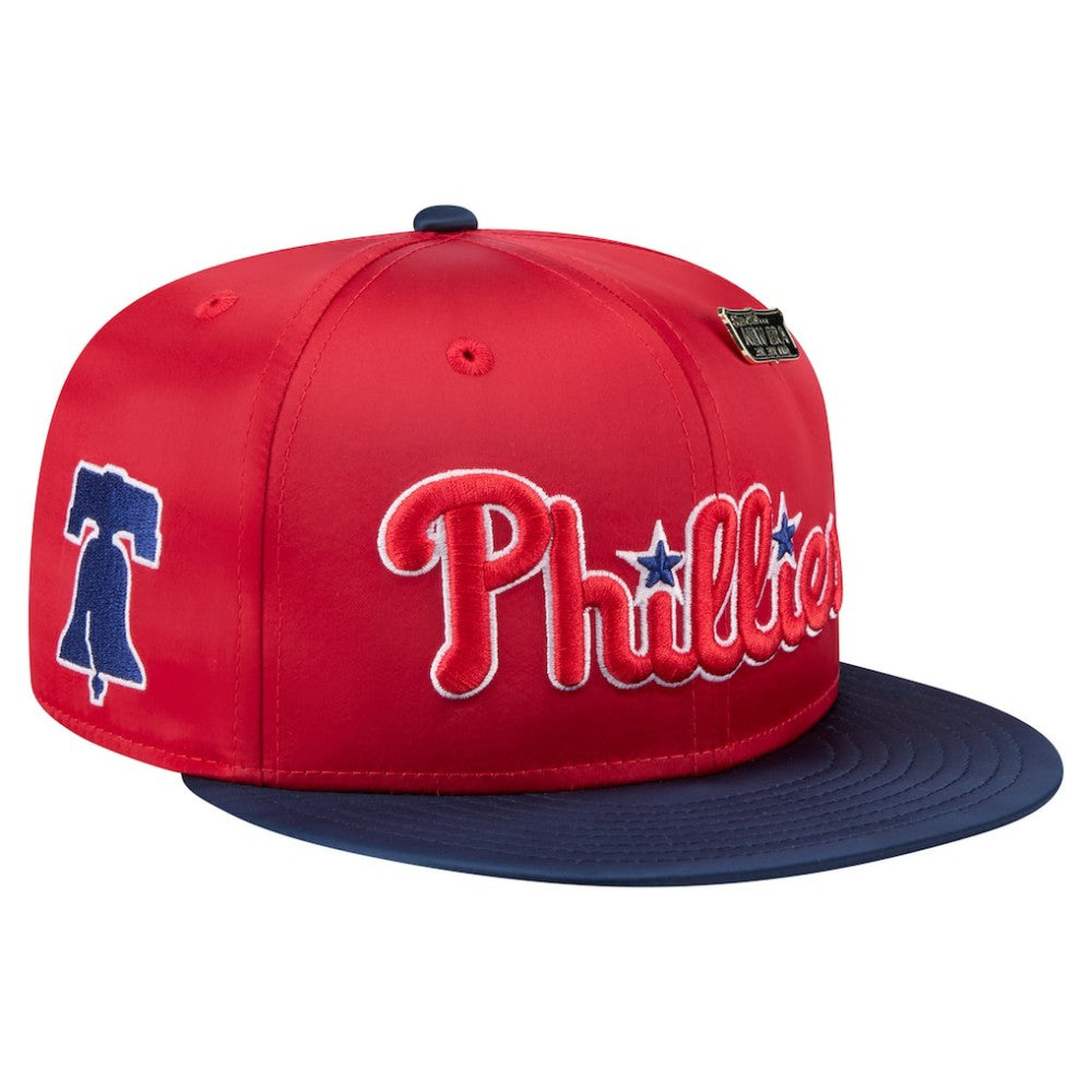 Philadelphia Phillies New Era Satin 59FIFTY Fitted Hat - Red/Navy Hats