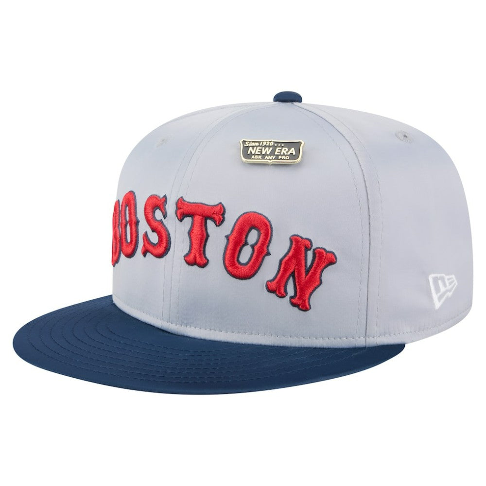 Boston Red Sox New Era Satin 59FIFTY Fitted Hat - Gray/Navy Hats