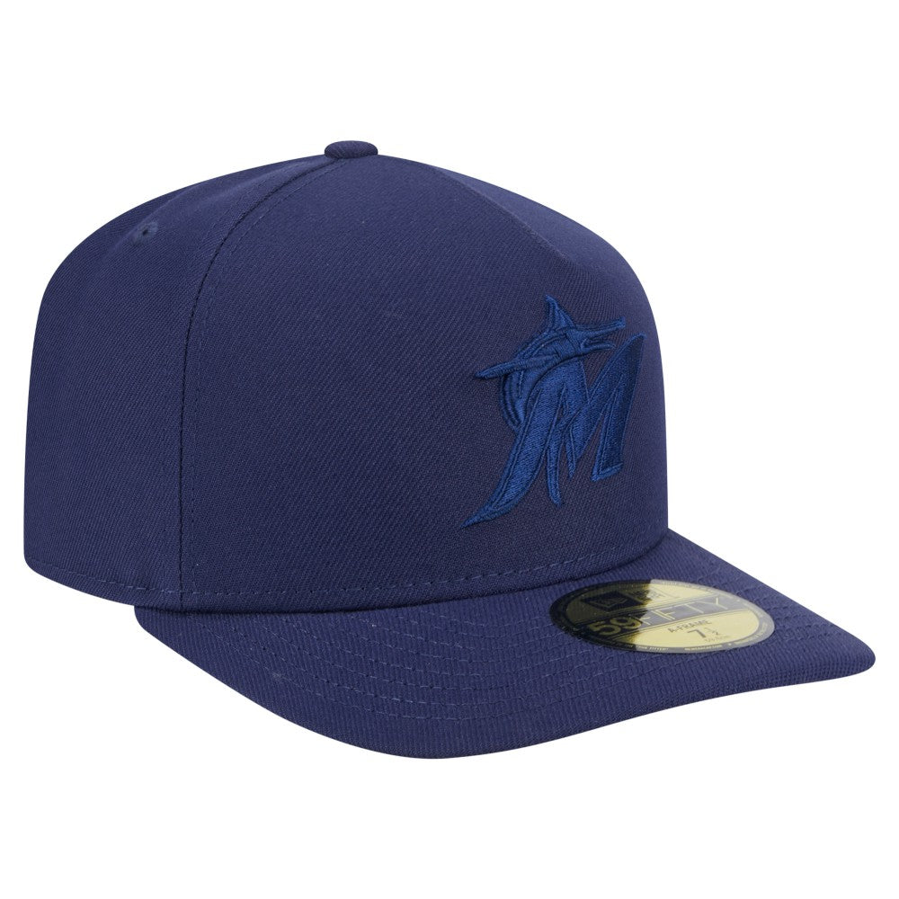 Miami Marlins New Era Color Pack A-Frame 59FIFTY Fitted Hat - Navy Hats