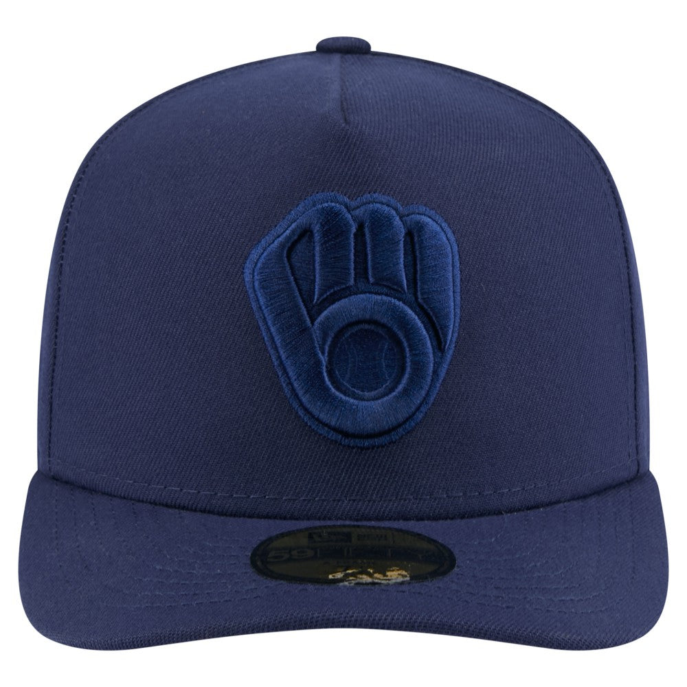 Milwaukee Brewers New Era Color Pack A-Frame 59FIFTY Fitted Hat - Navy Hats