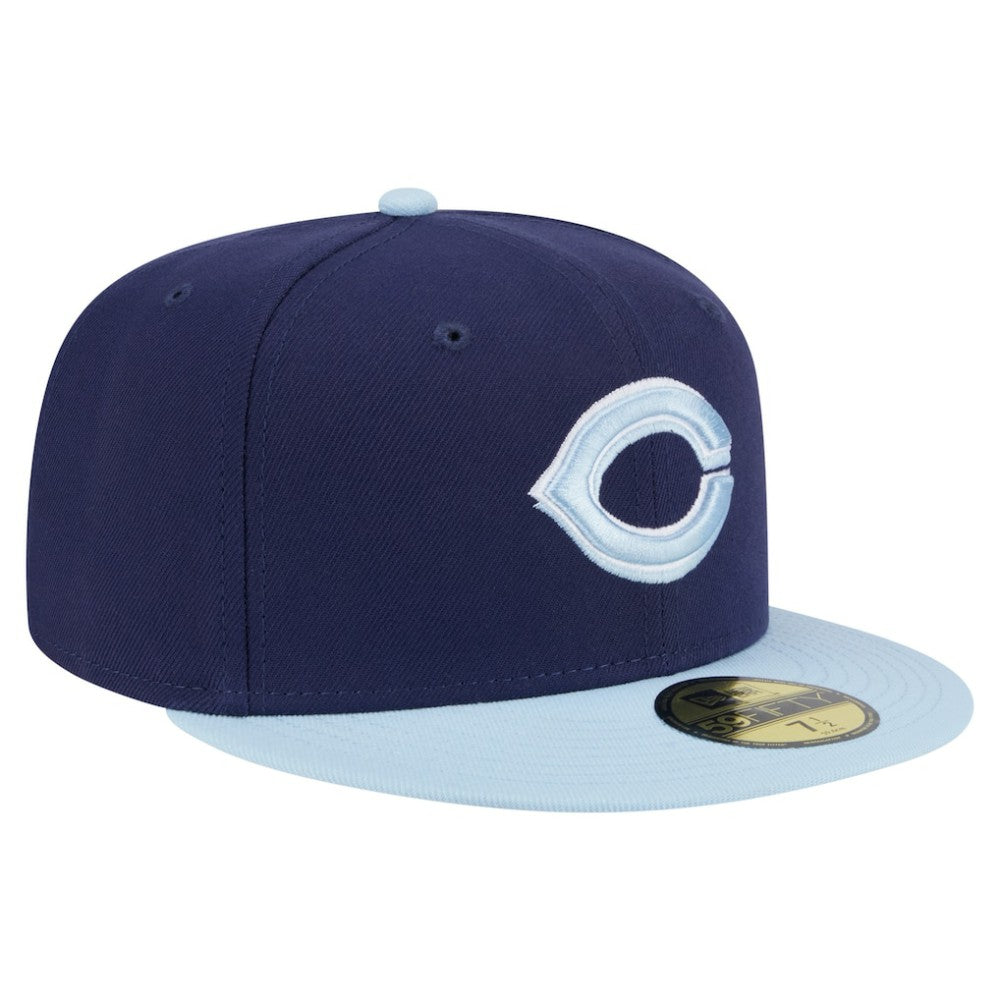 Cincinnati Reds New Era Color Pack 2-Tone 59FIFTY Fitted Hat - Navy/Light Blue Hats