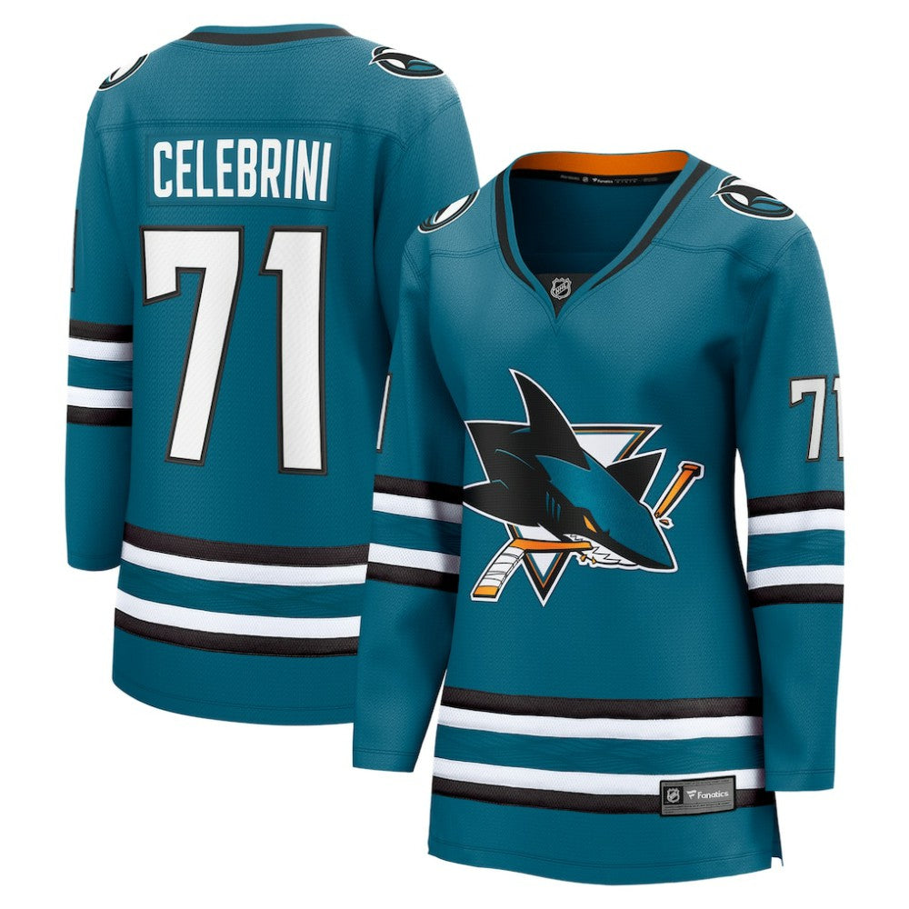 NHL Macklin Celebrini San Jose Sharks Fanatics Women's Home Breakaway Jersey – Teal