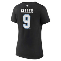 NHL Clayton Keller Utah Mammoth Fanatics Women's Authentic Stack Name & Number V-Neck T-Shirt - Black