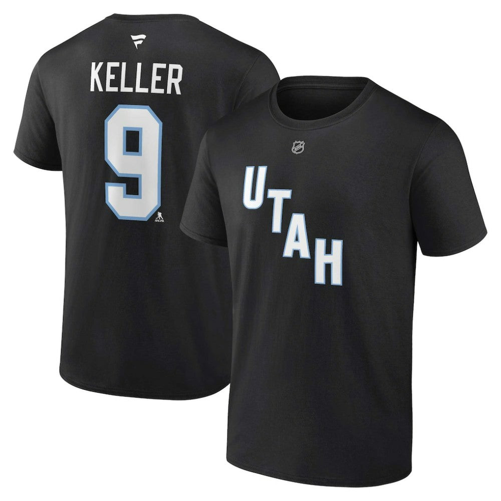 NHL Clayton Keller Utah Mammoth Fanatics Authentic Stack Name & Number T-Shirt - Black