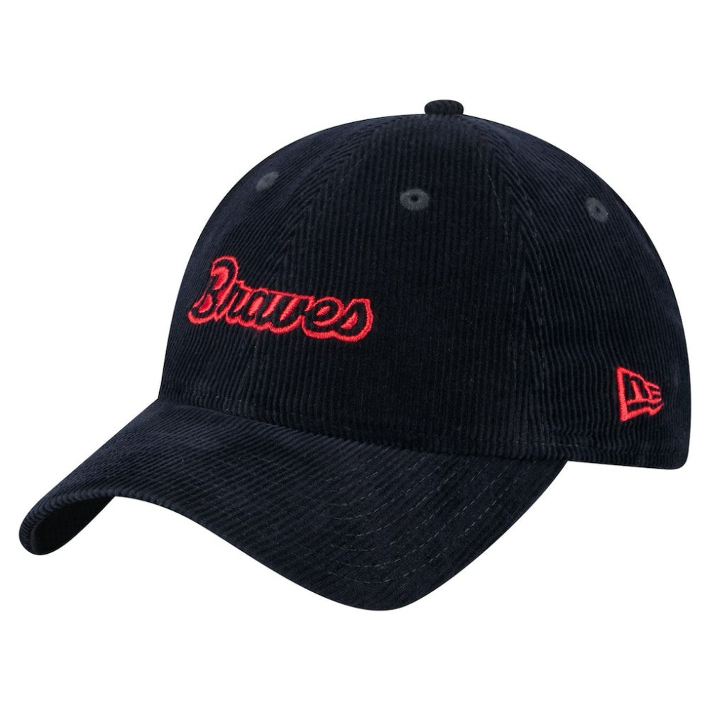 Atlanta Braves New Era Women's Corduroy 9TWENTY Adjustable Hat - Navy Hats