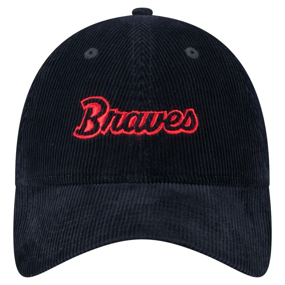 Atlanta Braves New Era Women's Corduroy 9TWENTY Adjustable Hat - Navy Hats