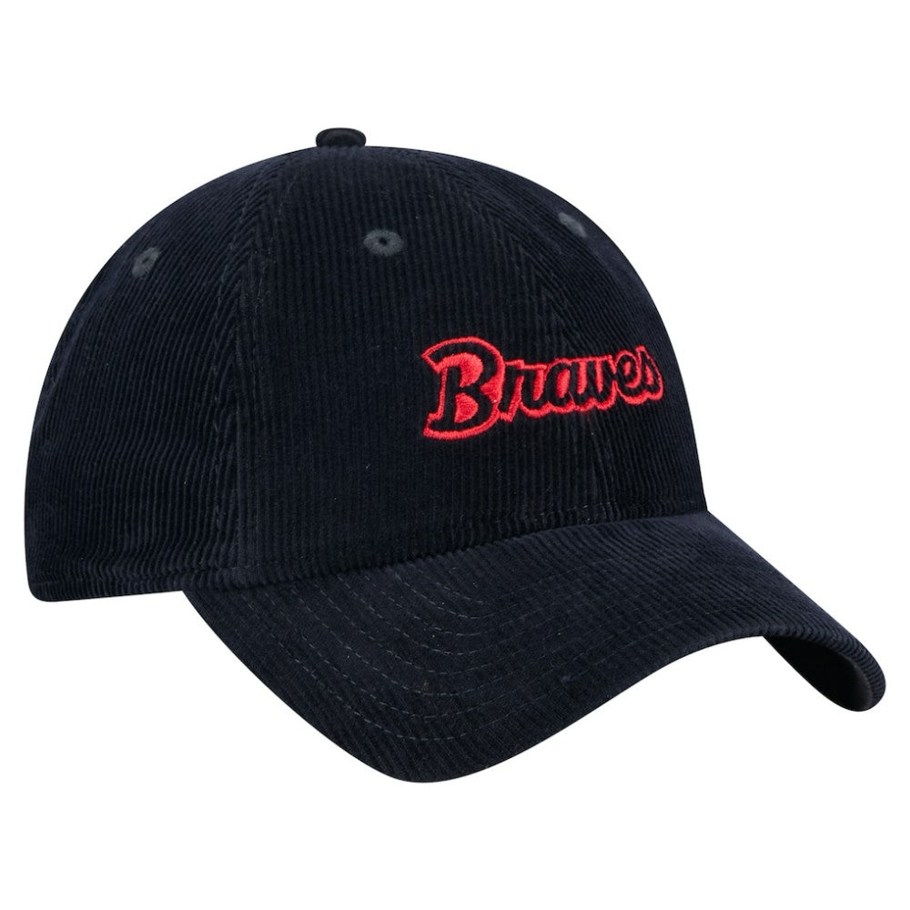Atlanta Braves New Era Women's Corduroy 9TWENTY Adjustable Hat - Navy Hats