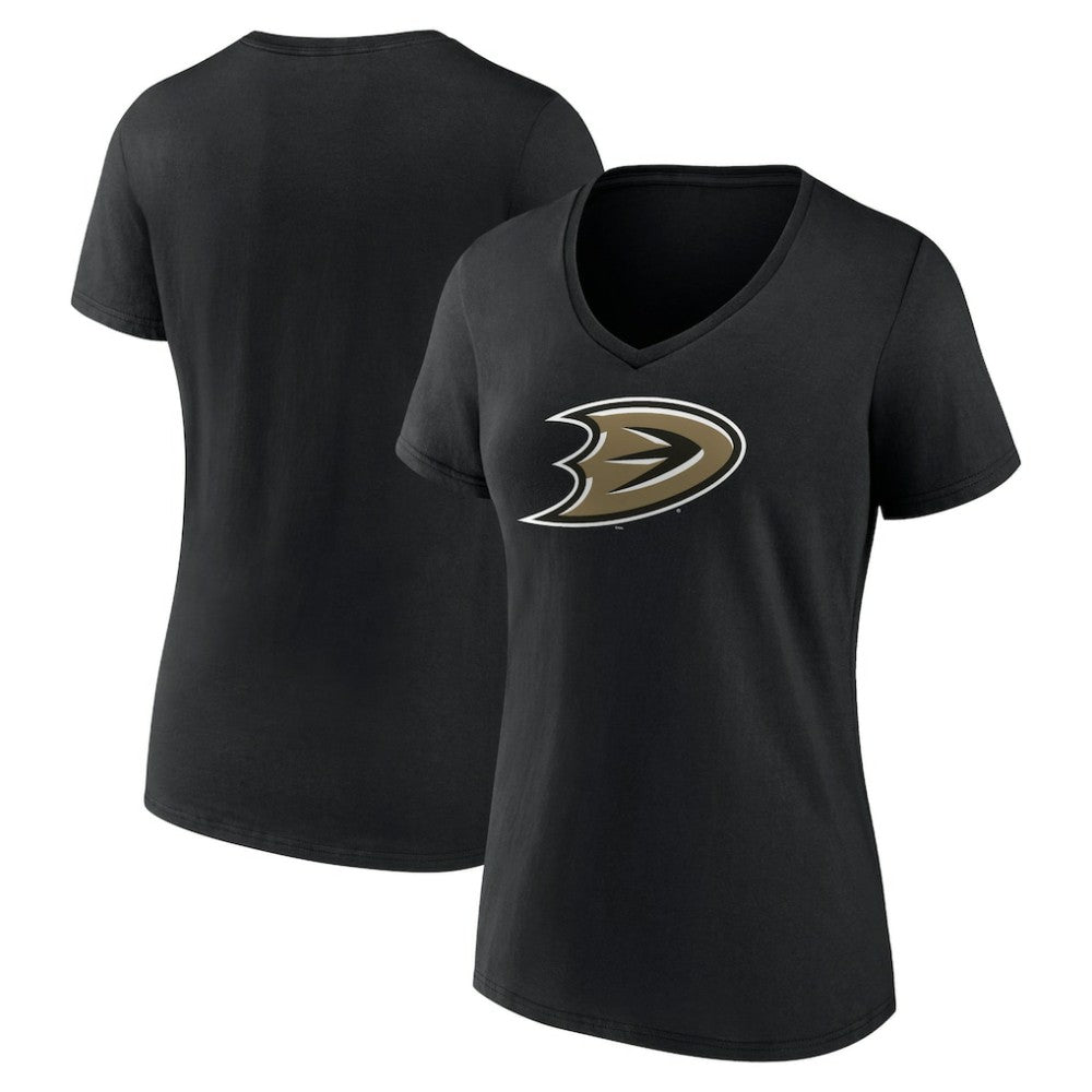 NHL Anaheim Ducks Women's Secondary Logo V-Neck T-Shirt – Black