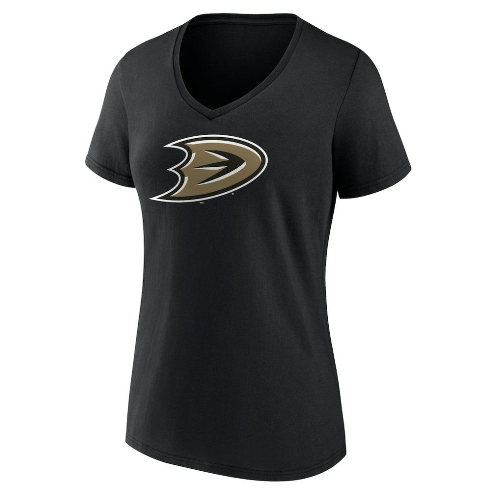 NHL Anaheim Ducks Women's Secondary Logo V-Neck T-Shirt – Black