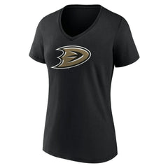NHL Anaheim Ducks Women's Secondary Logo V-Neck T-Shirt – Black