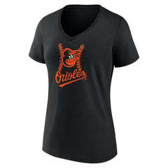 Baltimore Orioles Women's Fastball V-Neck T-Shirt - Black T-shirts
