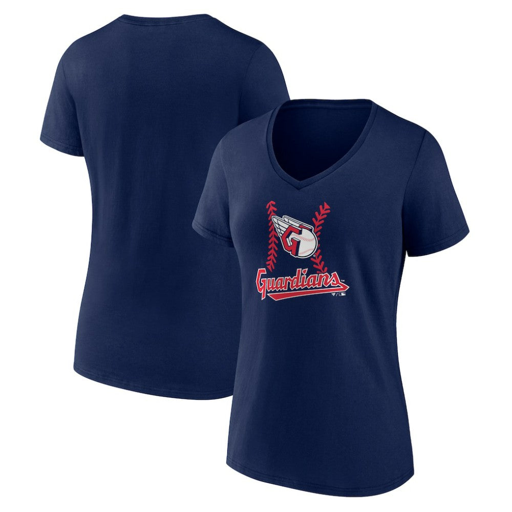 Cleveland Guardians Women's Fastball V-Neck T-Shirt - Navy T-shirts