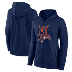 Detroit Tigers Women's Fastball Pullover Hoodie - Navy Hoodies