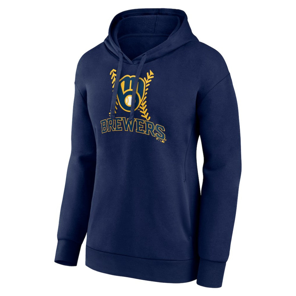 Milwaukee Brewers Women's Fastball Pullover Hoodie - Navy Hoodies
