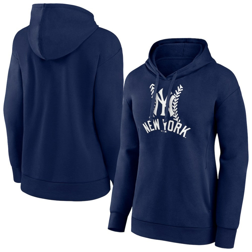 New York Yankees Women's Fastball Pullover Hoodie - Navy Hoodies