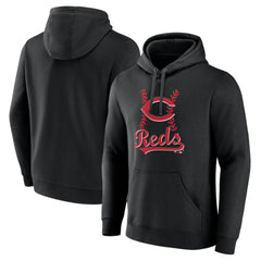 Cincinnati Reds Fastball Pullover Hoodie - Black Hoodies