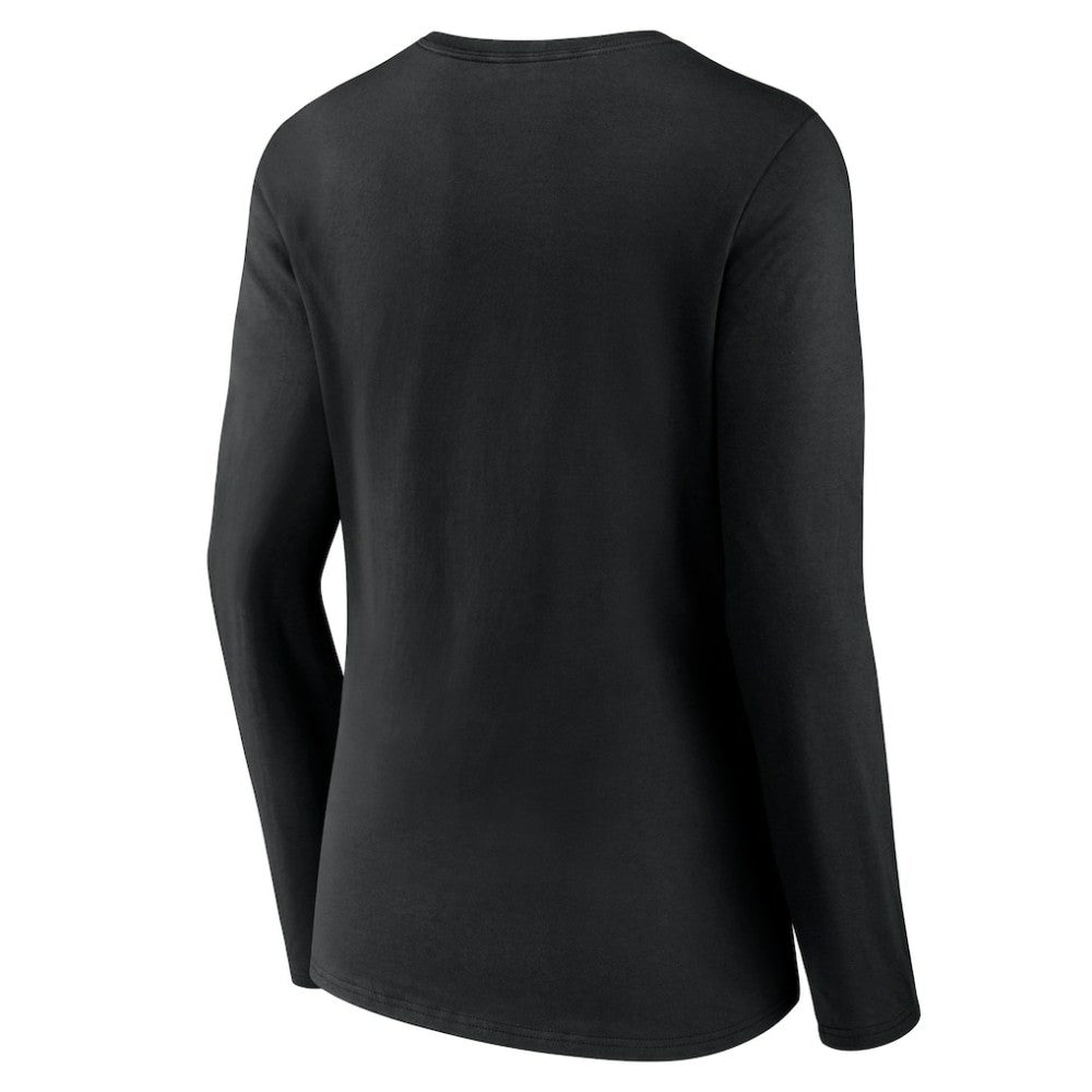 Los Angeles Dodgers Women's Fastball Long Sleeve V-Neck T-Shirt - Black T-shirts