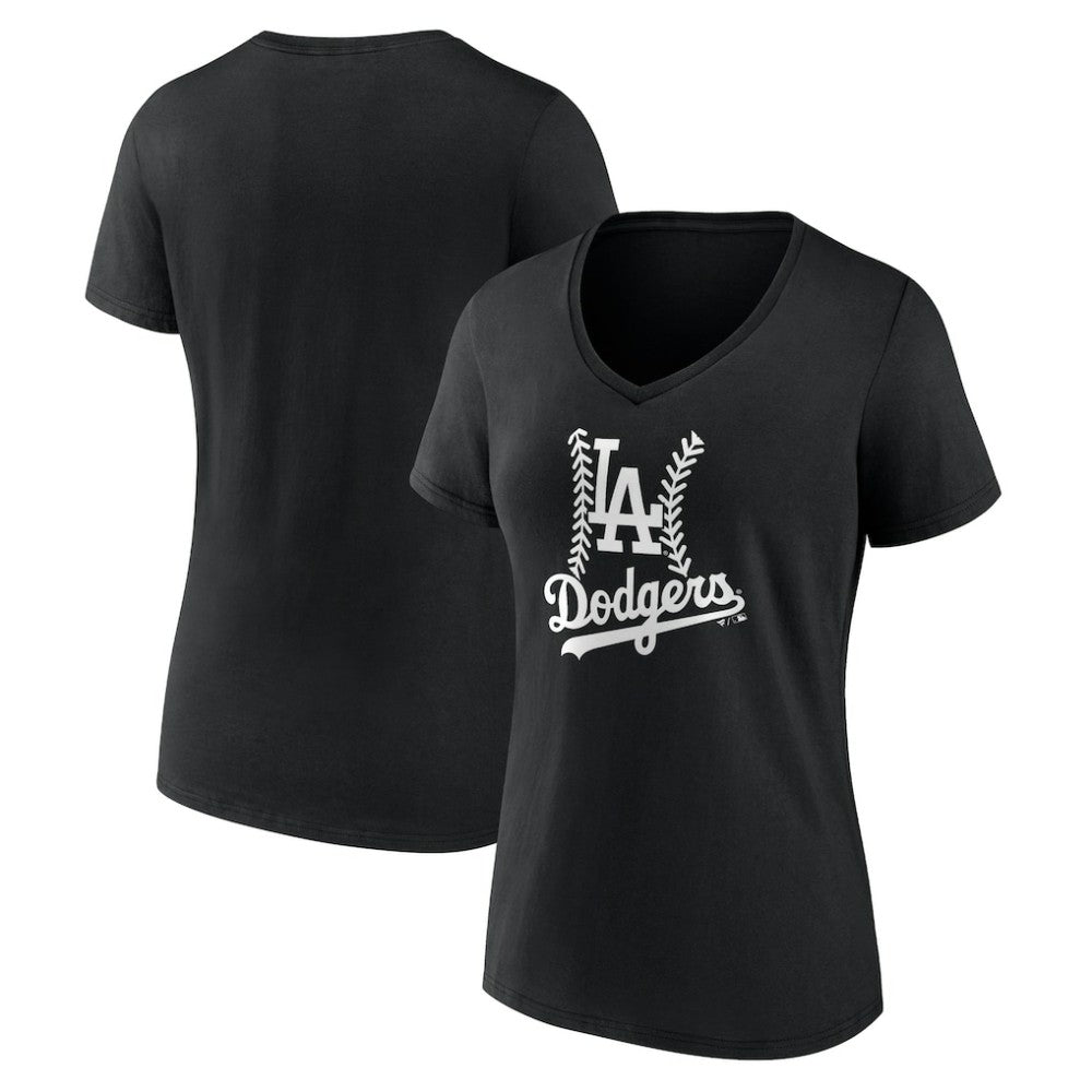 Los Angeles Dodgers Women's Fastball V-Neck T-Shirt - Black T-shirts