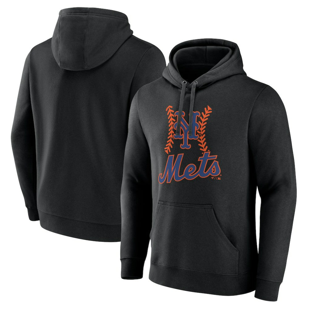 New York Mets Fastball Pullover Hoodie - Black Hoodies