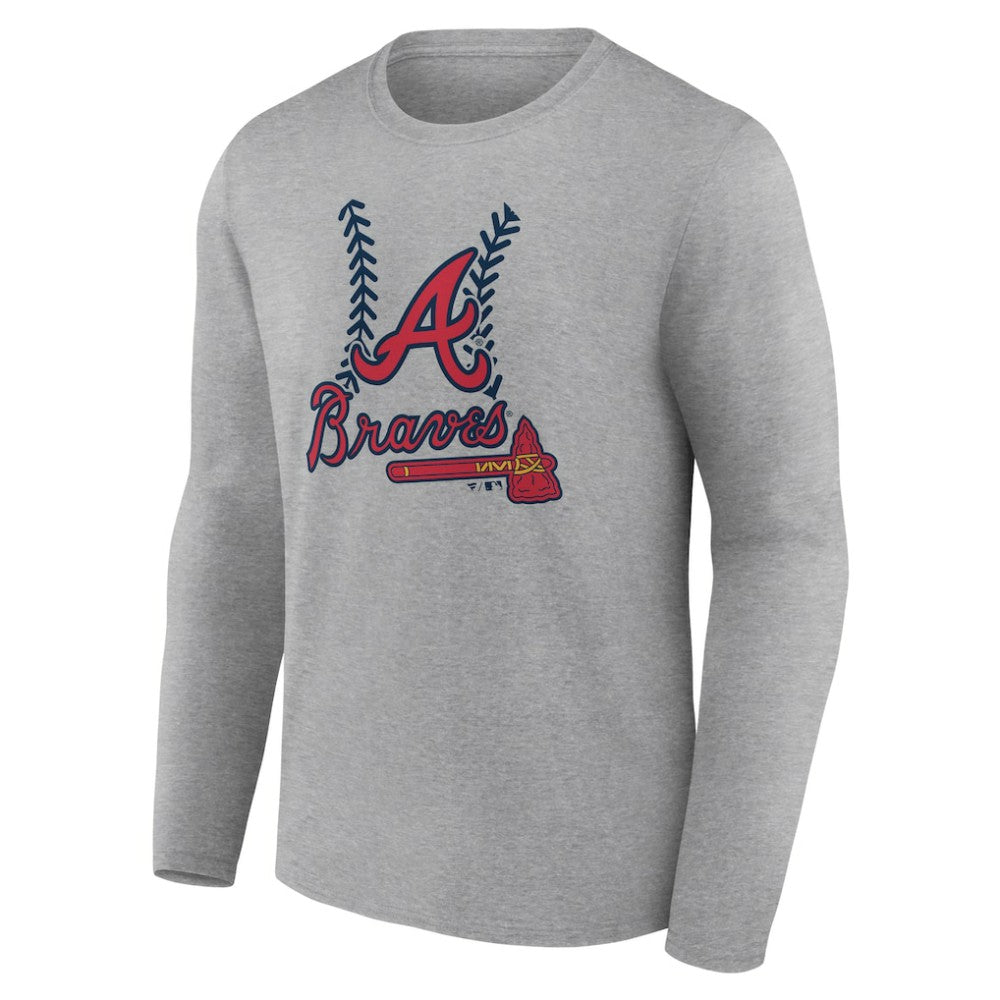Atlanta Braves Fastball Long Sleeve T-Shirt - Gray T-shirts