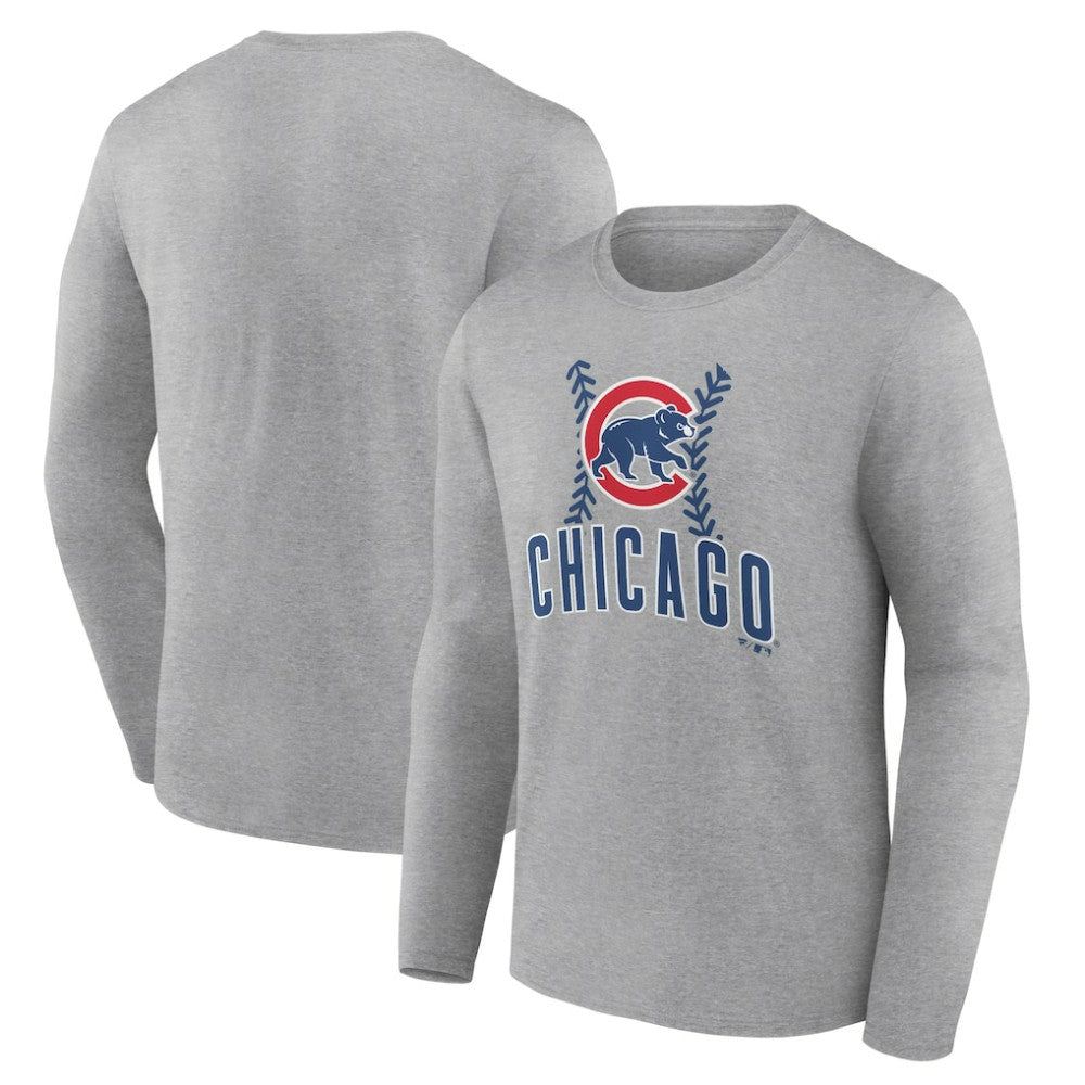Chicago Cubs Fastball Long Sleeve T-Shirt - Gray T-shirts
