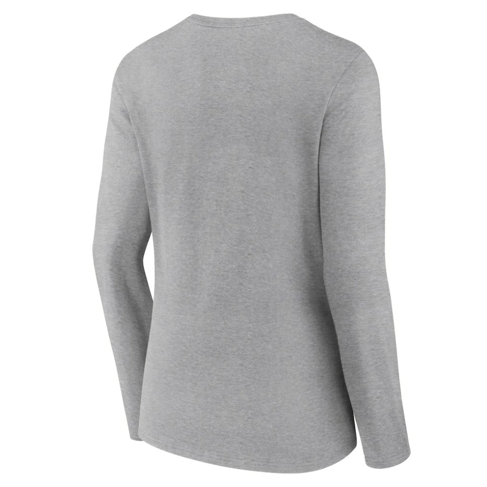Chicago Cubs Women's Fastball Long Sleeve V-Neck T-Shirt - Gray T-shirts