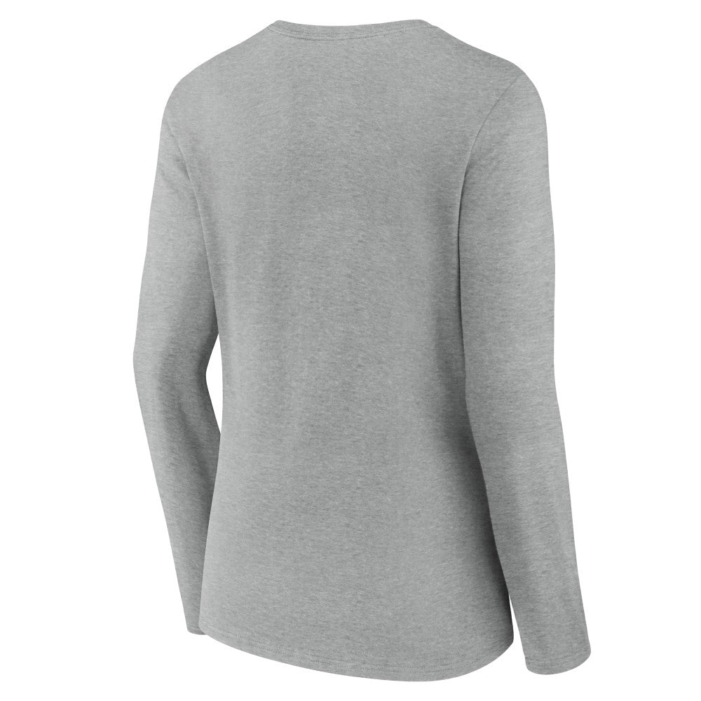 Cincinnati Reds Women's Fastball Long Sleeve V-Neck T-Shirt - Gray T-shirts