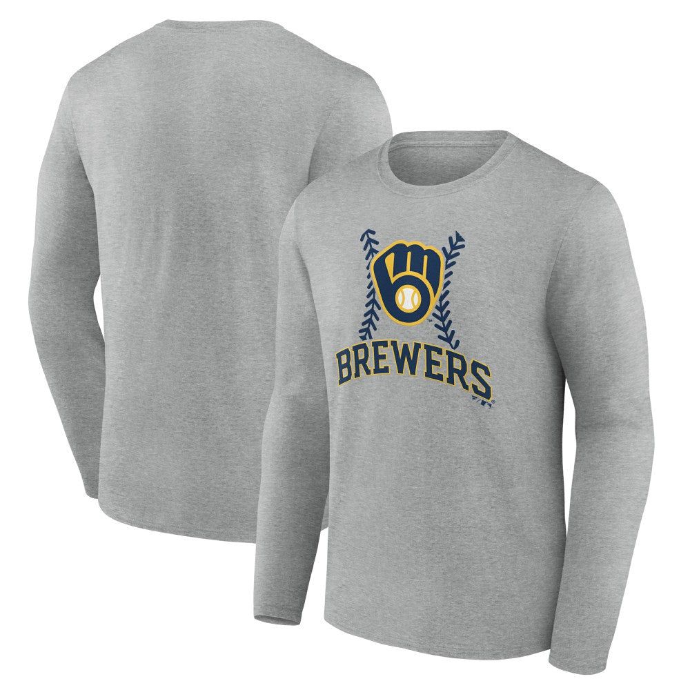 Milwaukee Brewers Fastball Long Sleeve T-Shirt - Gray T-shirts