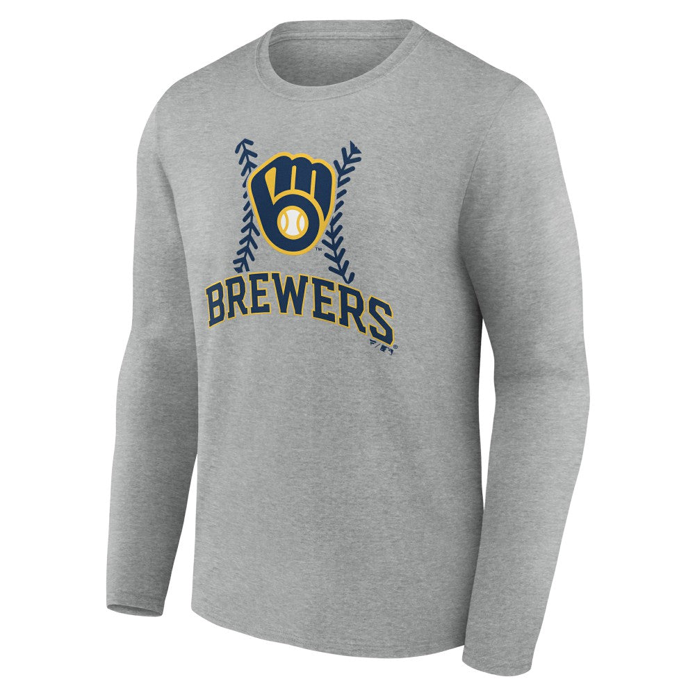 Milwaukee Brewers Fastball Long Sleeve T-Shirt - Gray T-shirts