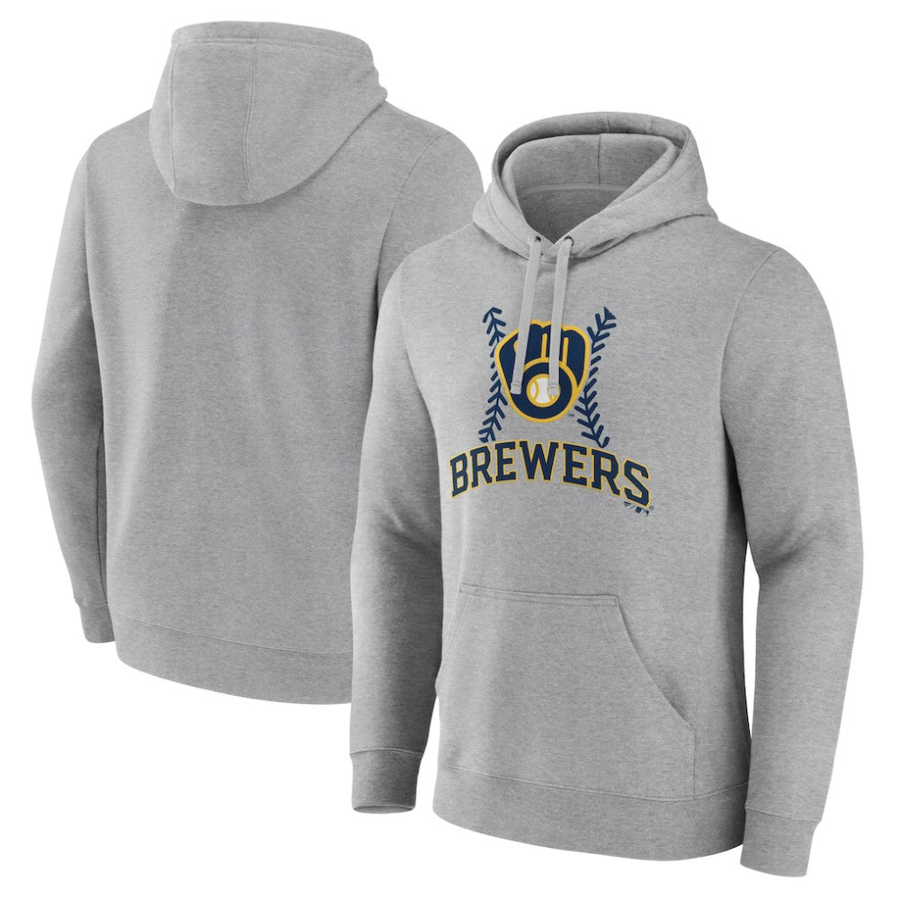 Milwaukee Brewers Fastball Pullover Hoodie - Gray Hoodies