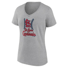 St. Louis Cardinals Women's Fastball V-Neck T-Shirt - Gray T-shirts