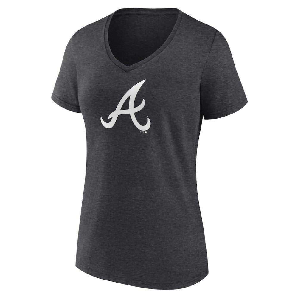 Atlanta Braves Women's Monochrome V-Neck T-Shirt - Charcoal T-shirts