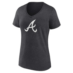 Atlanta Braves Women's Monochrome V-Neck T-Shirt - Charcoal T-shirts