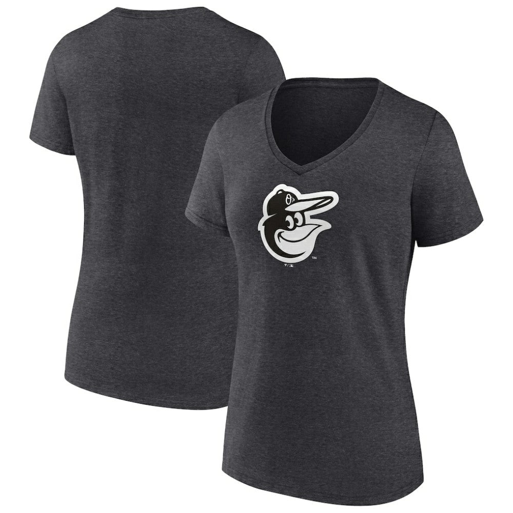 Baltimore Orioles Women's Monochrome V-Neck T-Shirt - Charcoal T-shirts