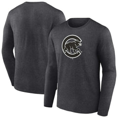 Chicago Cubs Monochrome Long Sleeve T-Shirt - Charcoal T-shirts