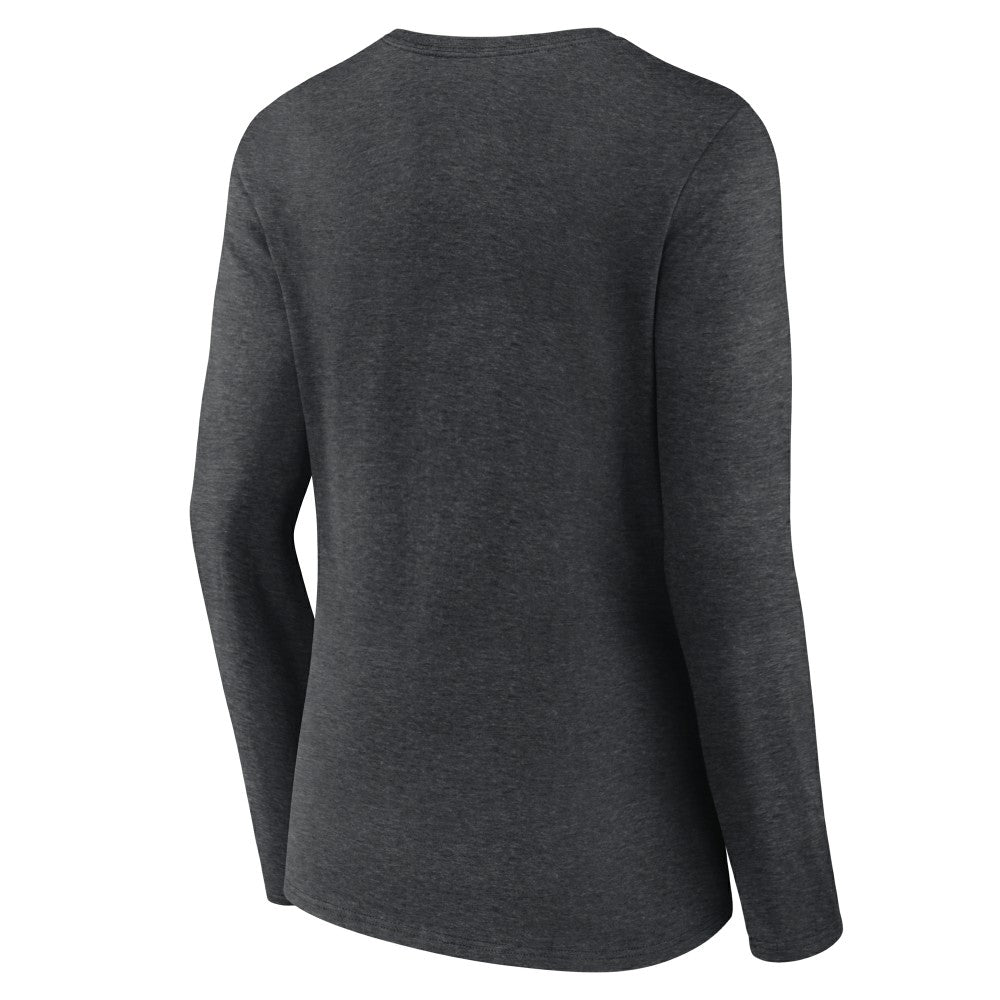 Cincinnati Reds Women's Monochrome Long Sleeve V-Neck T-Shirt - Charcoal T-shirts