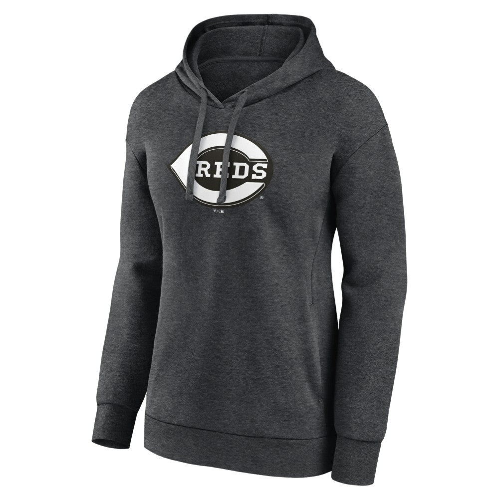 Cincinnati Reds Women's Monochrome Pullover Hoodie - Charcoal Hoodies