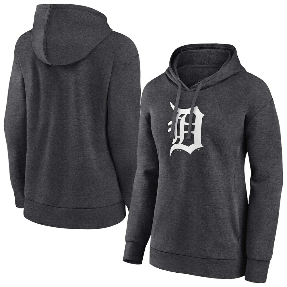 Detroit Tigers Women's Monochrome Pullover Hoodie - Charcoal Hoodies