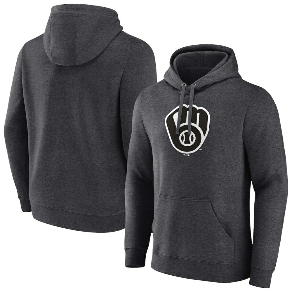 Milwaukee Brewers Monochrome Pullover Hoodie - Charcoal Hoodies