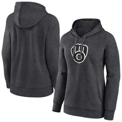 Milwaukee Brewers Women's Monochrome Pullover Hoodie - Charcoal Hoodies