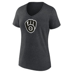 Milwaukee Brewers Women's Monochrome V-Neck T-Shirt - Charcoal T-shirts