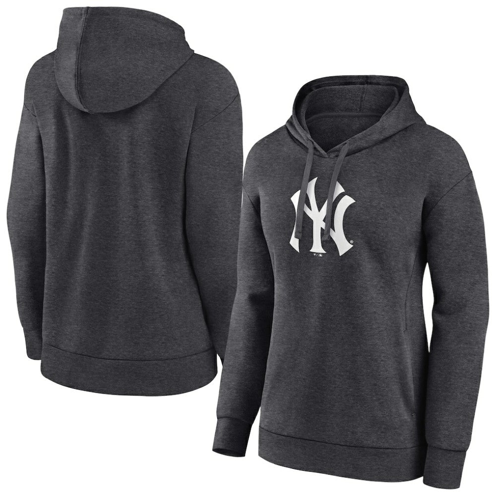 New York Yankees Women's Monochrome Pullover Hoodie - Charcoal Hoodies