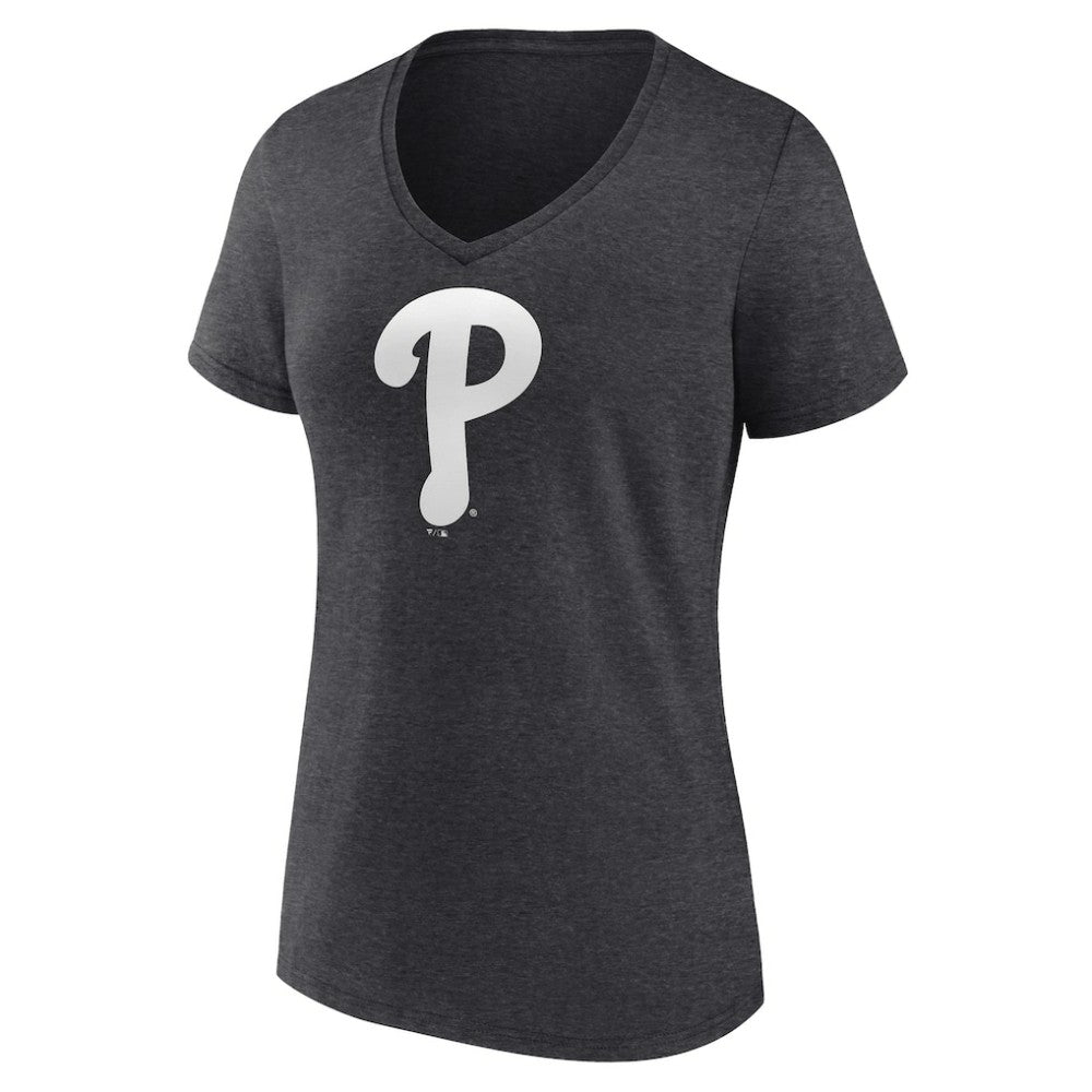 Philadelphia Phillies Women's Monochrome V-Neck T-Shirt - Charcoal T-shirts