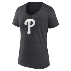 Philadelphia Phillies Women's Monochrome V-Neck T-Shirt - Charcoal T-shirts