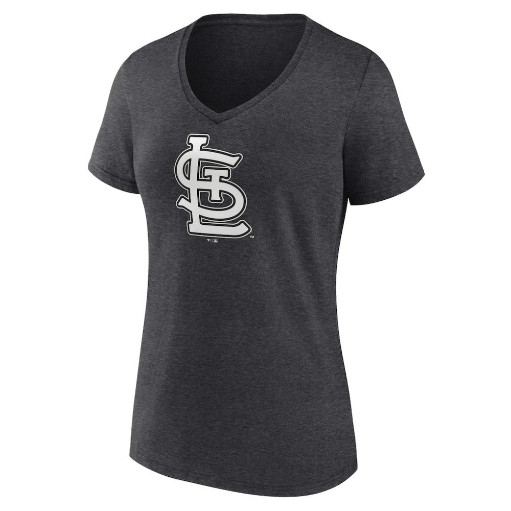 St. Louis Cardinals Women's Monochrome V-Neck T-Shirt - Charcoal T-shirts