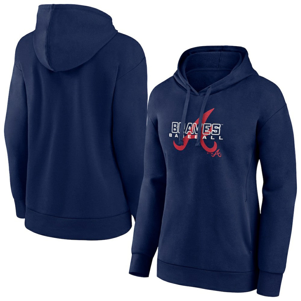 Atlanta Braves Women's Stellar Pullover Hoodie - Navy Hoodies