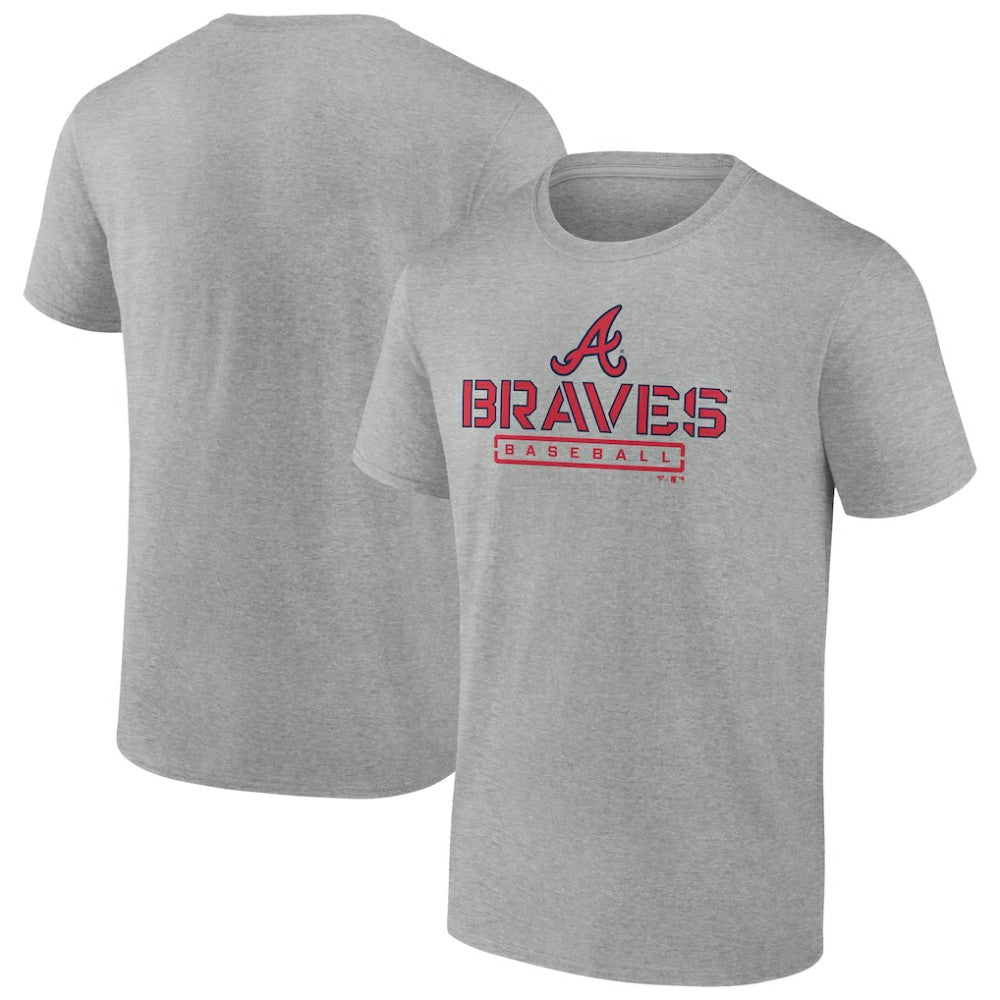 Atlanta Braves Evanston Stencil T-Shirt - Heather Gray T-shirts