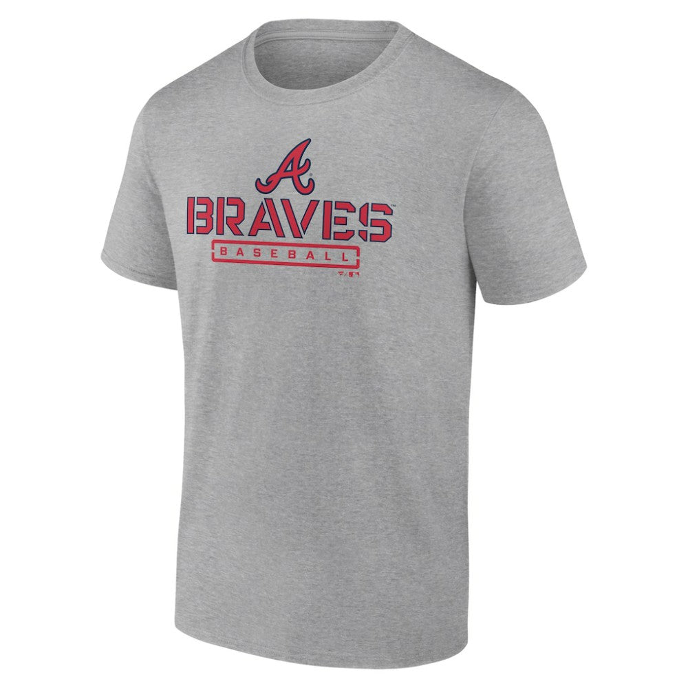 Atlanta Braves Evanston Stencil T-Shirt - Heather Gray T-shirts