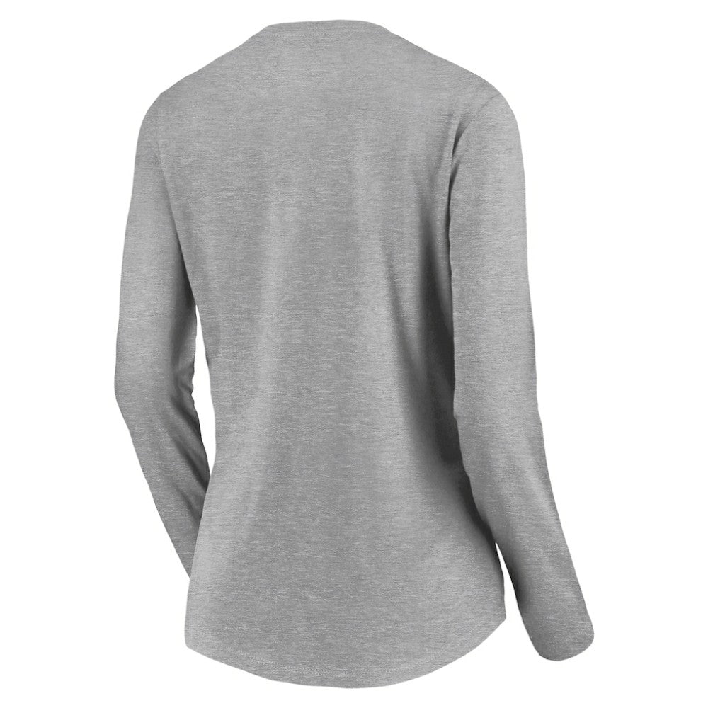 Baltimore Orioles Women's Evanston Stencil Long Sleeve V-Neck T-Shirt - Gray T-shirts